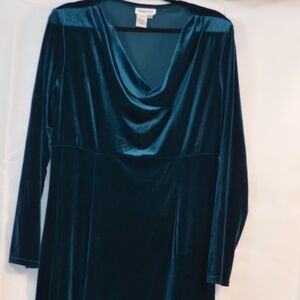 Coldwater Creek Blue Stretch Velvet Dress SZ 16